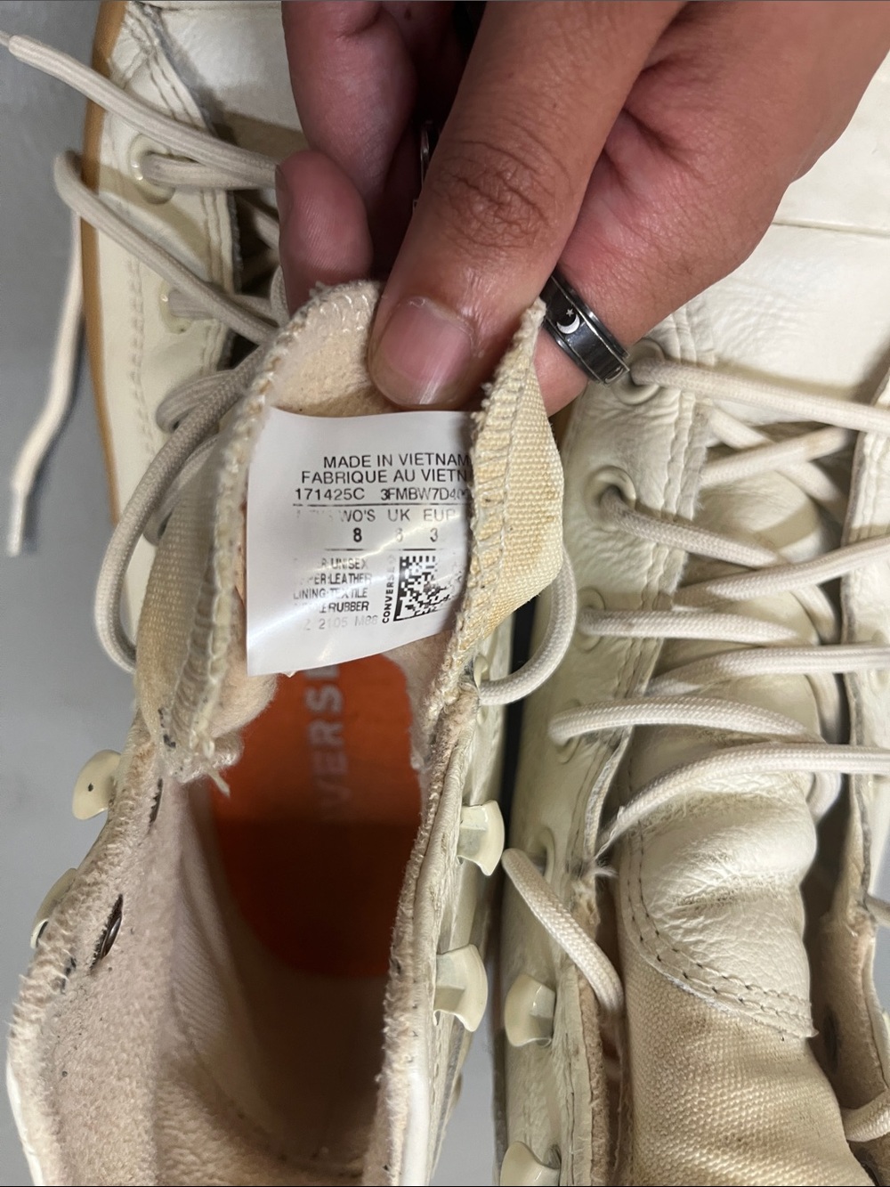 Converse Cream High-Top Sneakers with Gum Outsole - Picture 2 of 5